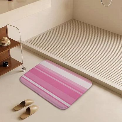 Pink Striped Pattern Bath Mat Rug 24x16, Ultra Soft Bathroom Rug, Non Slip and Absorbent Bath Rug Carpet for Bathroom Floor, Tub and Shower