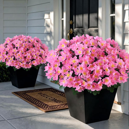 8 Bundles 14" Artificial Silk Camellia Flower Bouquet for Porch(Pink)