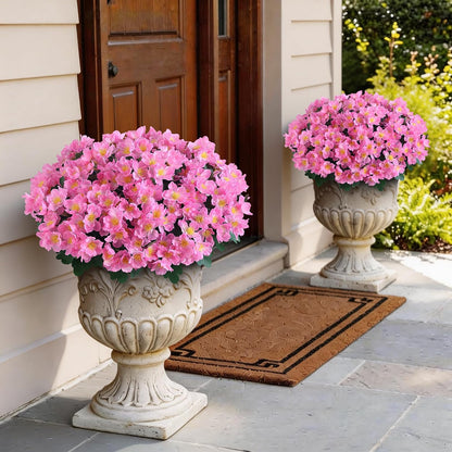 8 Bundles 14" Artificial Silk Camellia Flower Bouquet for Porch(Pink)
