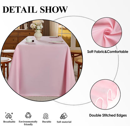 6 Pack Pink Rectangle Tablecloths 90x132 Inch for 6ft Tables