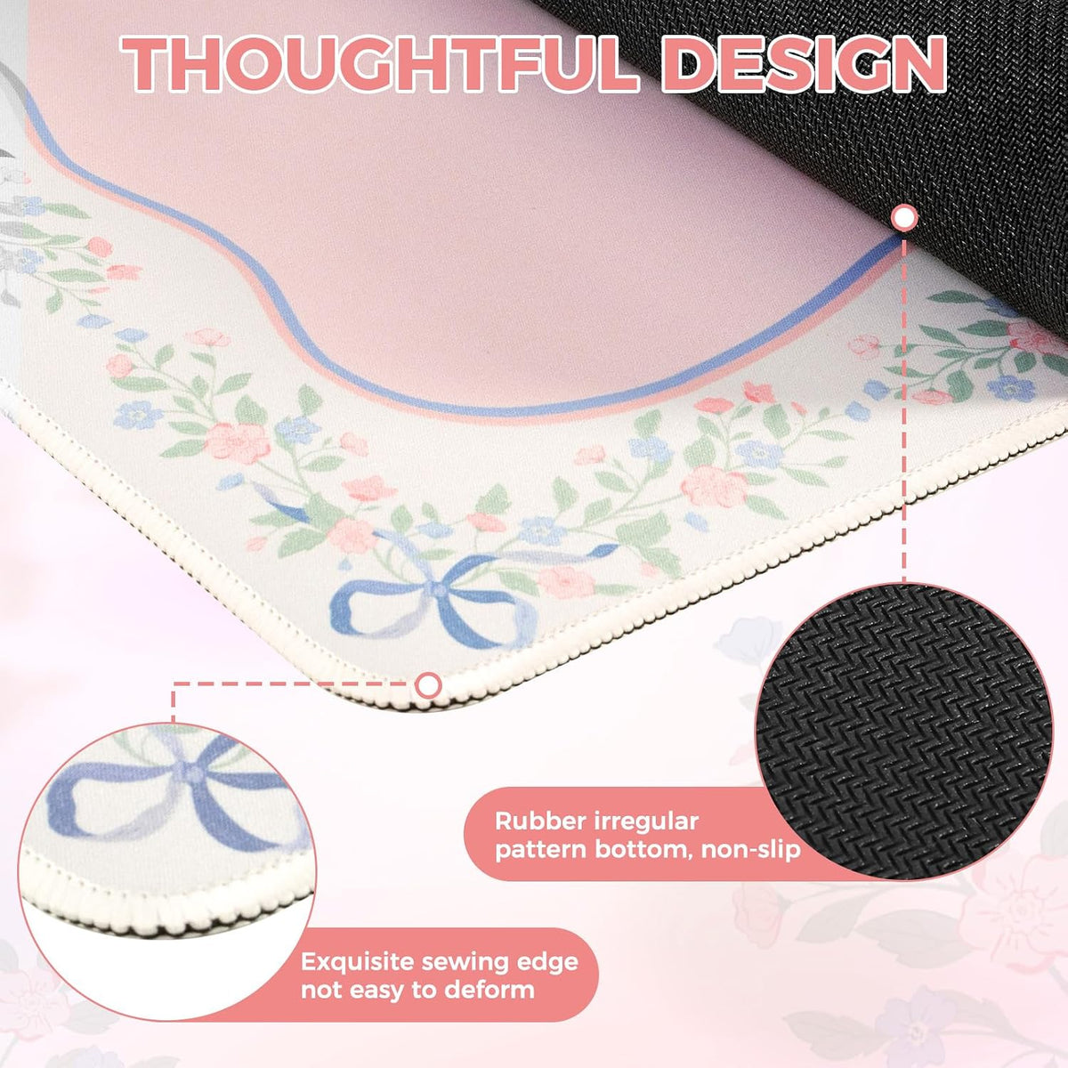 Pink Desk Mat,Cute Desk Pad for Keyboard and Mouse