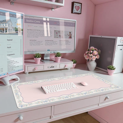 Pink Desk Mat,Cute Desk Pad for Keyboard and Mouse