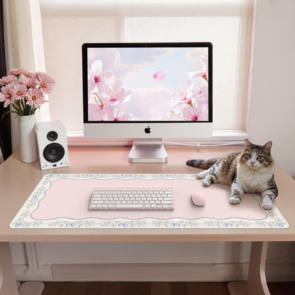 Pink Desk Mat,Cute Desk Pad for Keyboard and Mouse