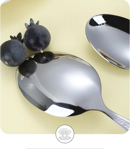 Stainless Steel Spoons, Stainless Steel Ceramic Handle Spoon, Korean Dessert Spoon with Imitation Pearl Handle, 8.4 Inches, 4 Pieces,Pink.