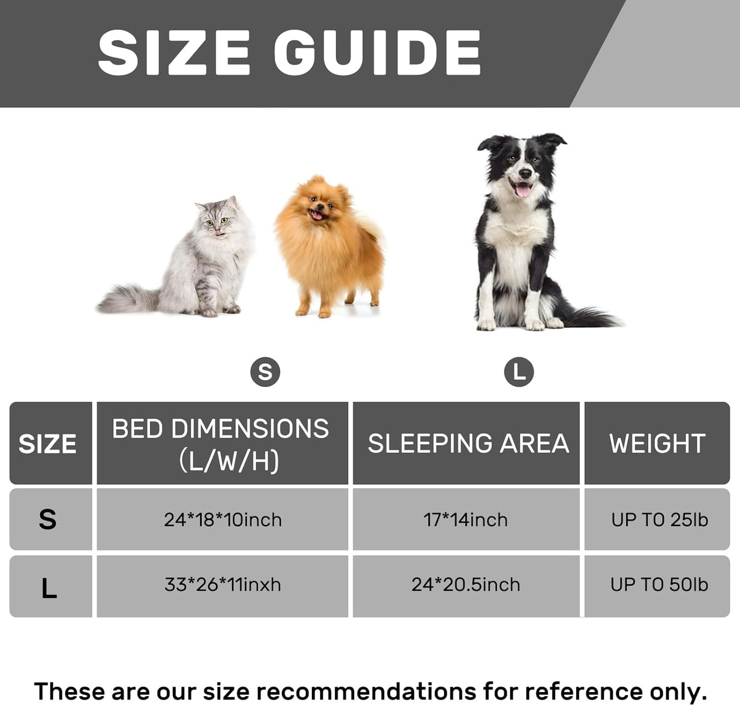 Hollypet Fluffy Dog Cat Bed Pet Couch Beds Plush Soft Warming Machine Washable Puppy Bed with Non-Slip Bottom for Cats and Small Medium Dogs up to 25 lbs, Gray, 24" L x 18" W x 10" Th