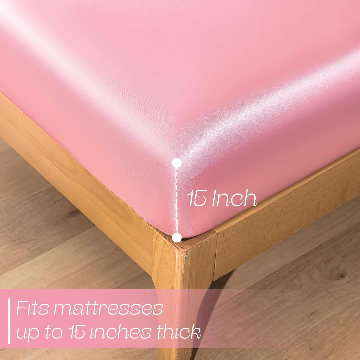 3-Piece Pink Fitted Sheet Queen & Pillowcases, 15-Inch Deep