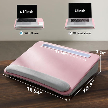 Laptop Lap Desk with Cushion, Fit up to 15.6" Laptop, Pink