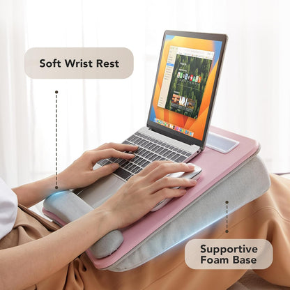Laptop Lap Desk with Cushion, Fit up to 15.6" Laptop, Pink