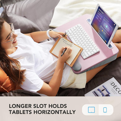 Laptop Lap Desk with Cushion, Fit up to 15.6" Laptop, Pink