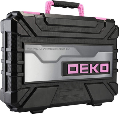 Pink 98 Piece Tool Set,General Household Hand Tool Kit with Plastic Toolbox Storage Case