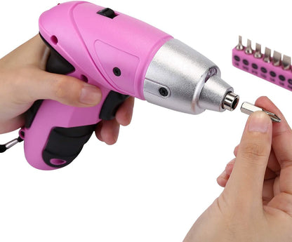 Pink 98 Piece Tool Set,General Household Hand Tool Kit with Plastic Toolbox Storage Case