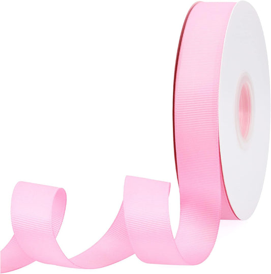 Peach Pink 1" X 50 Yards Solid Color Double Faced Grosgrain Ribbon for Gifts Wrapping, Wedding, Party, Crafts, Hair Bows, Flowers, Home DIY Decor