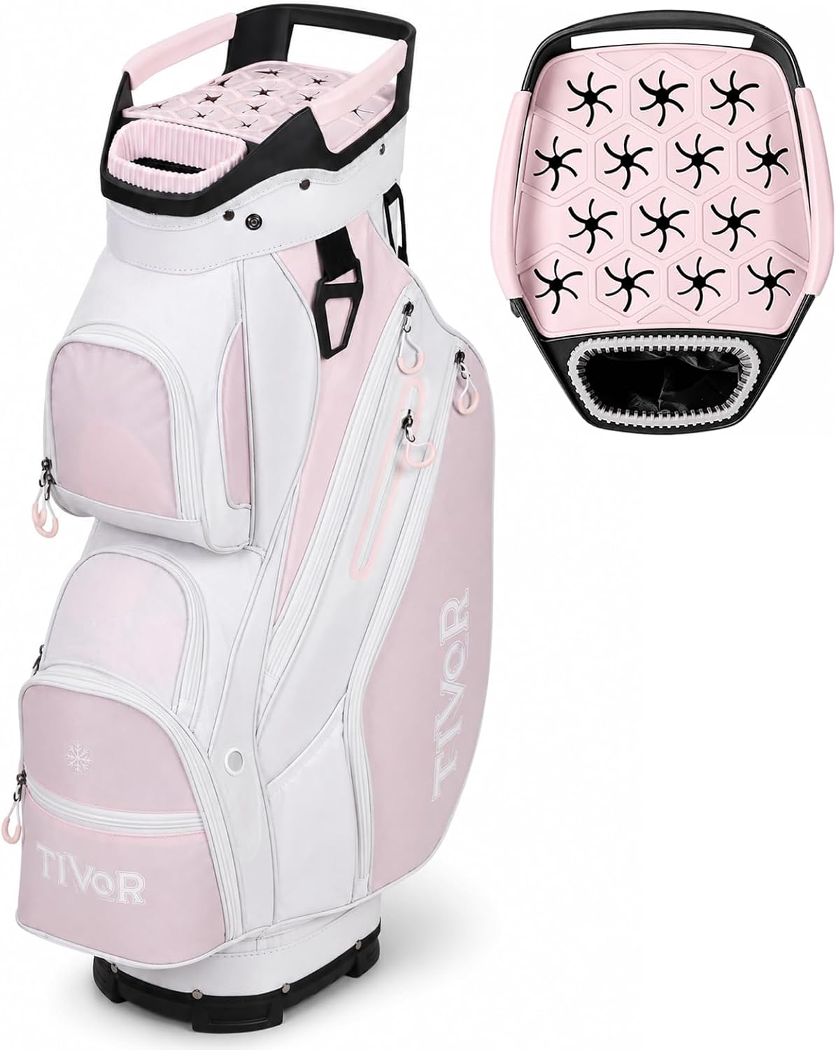 Tivor 15 Way Golf Cart Bag Silent T-Lock,Dividers,Camo Pink Black