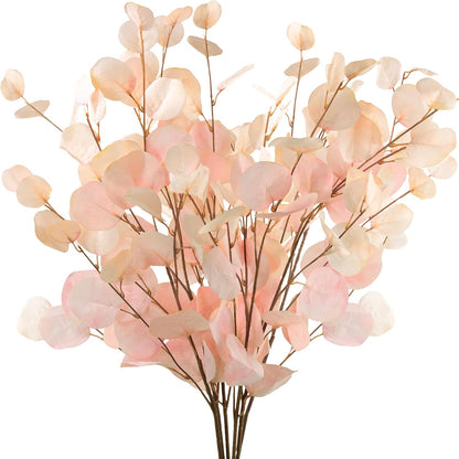 Soft Peach Eucalyptus Artificial Silk Leaves Realistic Looking for Centerpieces Fillers Bouquets Six Stems