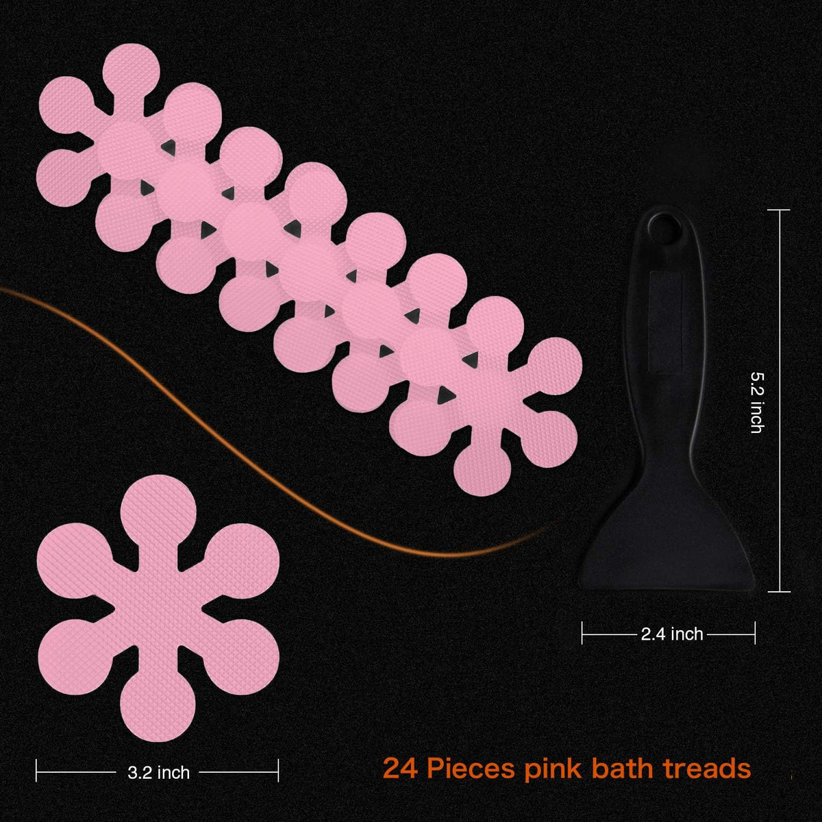Snowflakes Non Slip Bathtub Stickers with Scraper, 24PCS, Pink