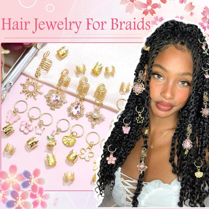 36PCS Pink Crystal Hair Jewelry Butterfly Braids Clips