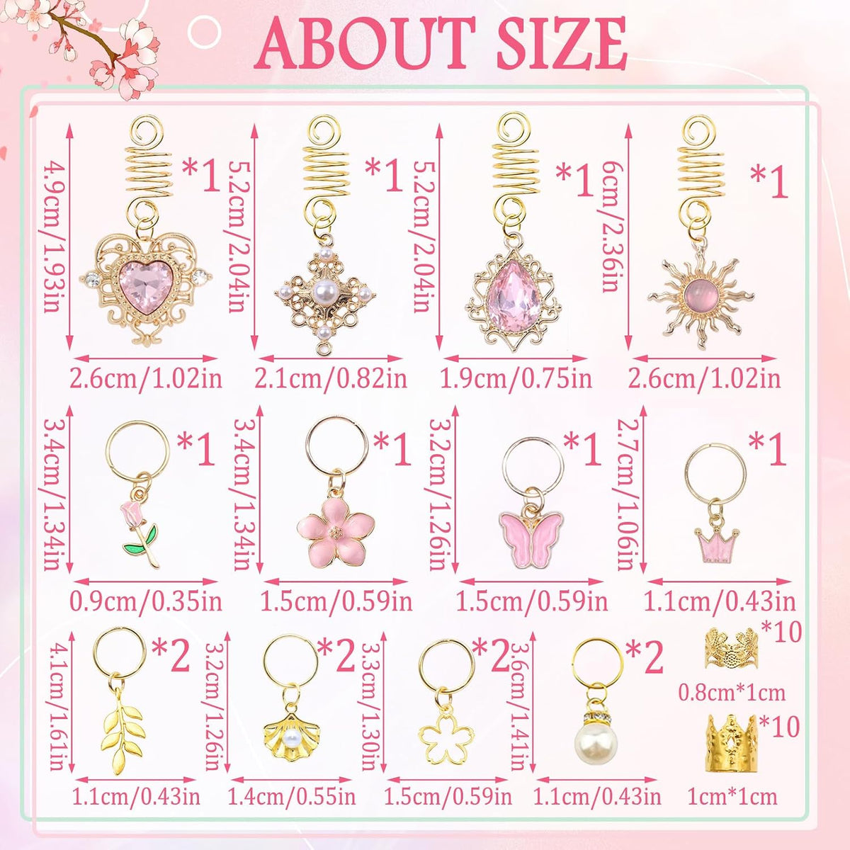 36PCS Pink Crystal Hair Jewelry Butterfly Braids Clips