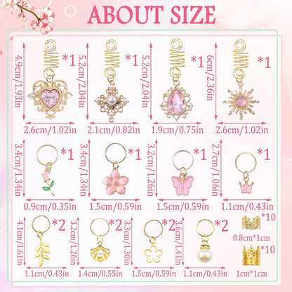 36PCS Pink Crystal Hair Jewelry Butterfly Braids Clips