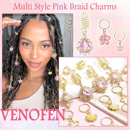 36PCS Pink Crystal Hair Jewelry Butterfly Braids Clips