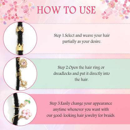 36PCS Pink Crystal Hair Jewelry Butterfly Braids Clips