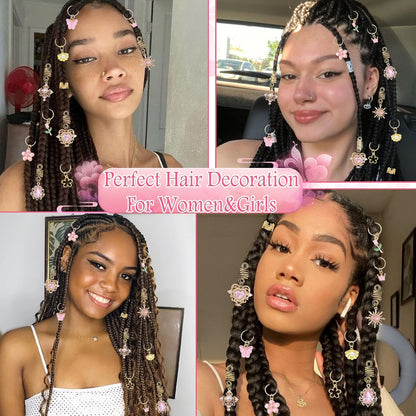 36PCS Pink Crystal Hair Jewelry Butterfly Braids Clips