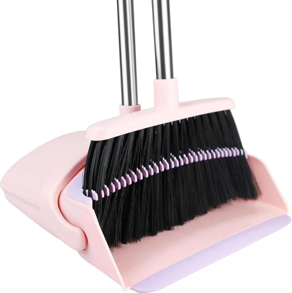 Pink Broom with Dustpan Combo Set, 52” Long Adjustable Handle
