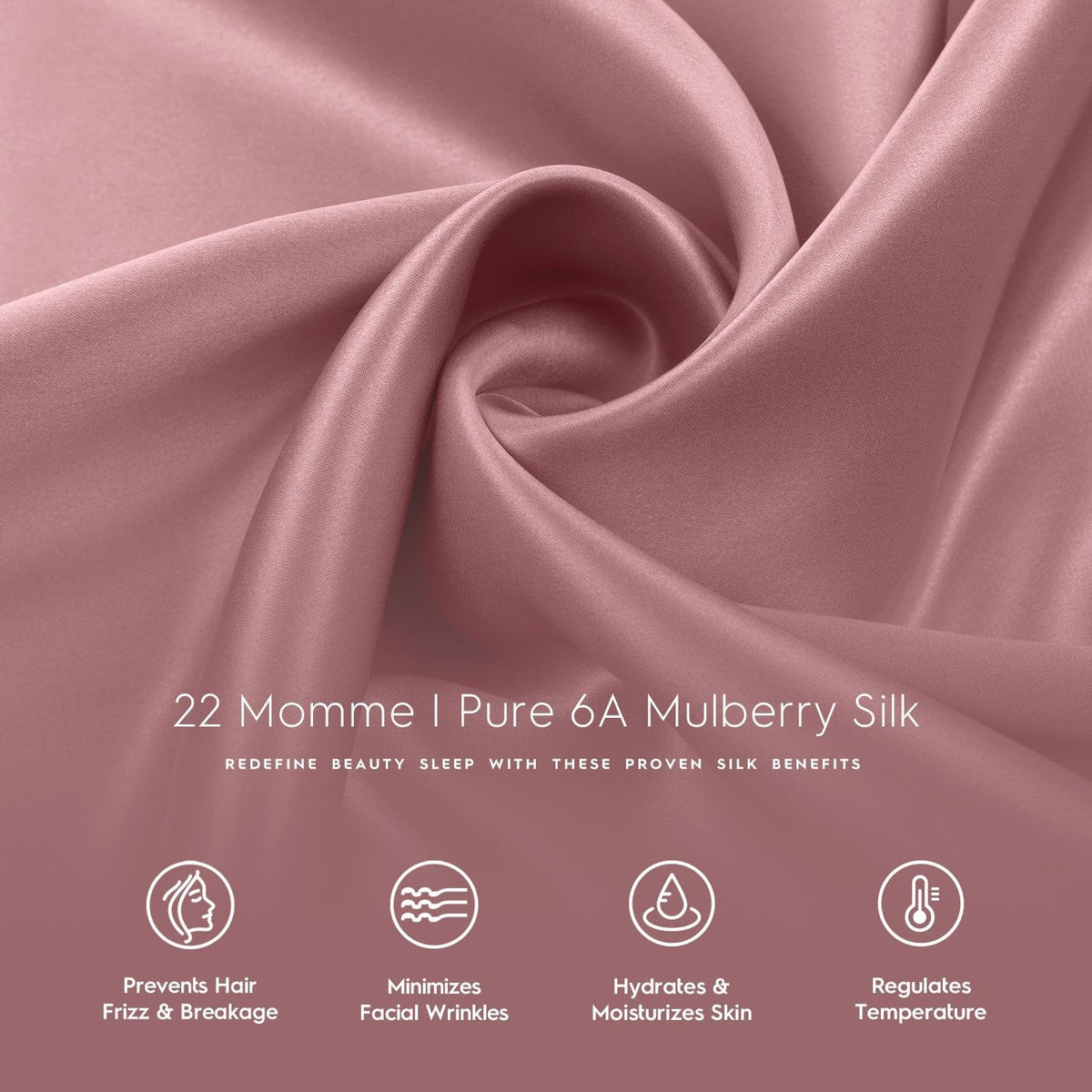 Pillow Cases - 22mm 100% Pure Mulberry 6A Silk Pillowcase for Hair & Skin with Zipper Closure, Cooling, Natural, Organic, Double Sided Silk Pillow Case (Misty Rose Pink, Queen 20x30 1pc)