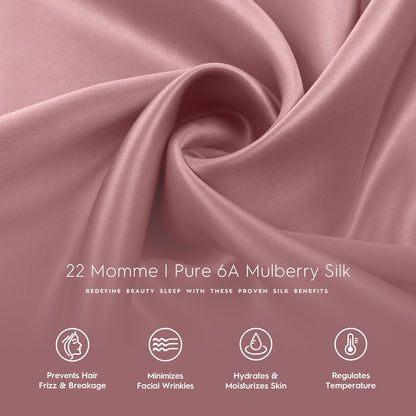 Pillow Cases - 22mm 100% Pure Mulberry 6A Silk Pillowcase for Hair & Skin with Zipper Closure, Cooling, Natural, Organic, Double Sided Silk Pillow Case (Misty Rose Pink, Queen 20x30 1pc)