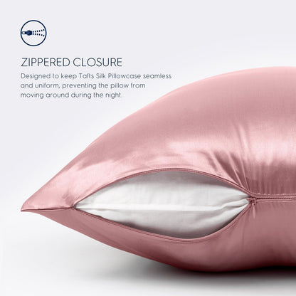 Pillow Cases - 22mm 100% Pure Mulberry 6A Silk Pillowcase for Hair & Skin with Zipper Closure, Cooling, Natural, Organic, Double Sided Silk Pillow Case (Misty Rose Pink, Queen 20x30 1pc)