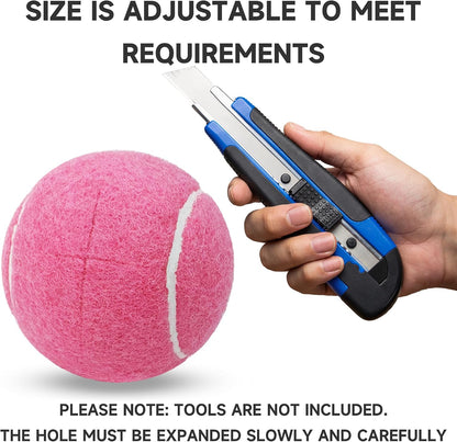 4 Pack Walker Tennis Balls – Pre-Cut Tennis Balls for Walker or Furniture Legs, Long Lasting Ski Glides & Pads, Easy Installation, Floor Protectors (Pink)