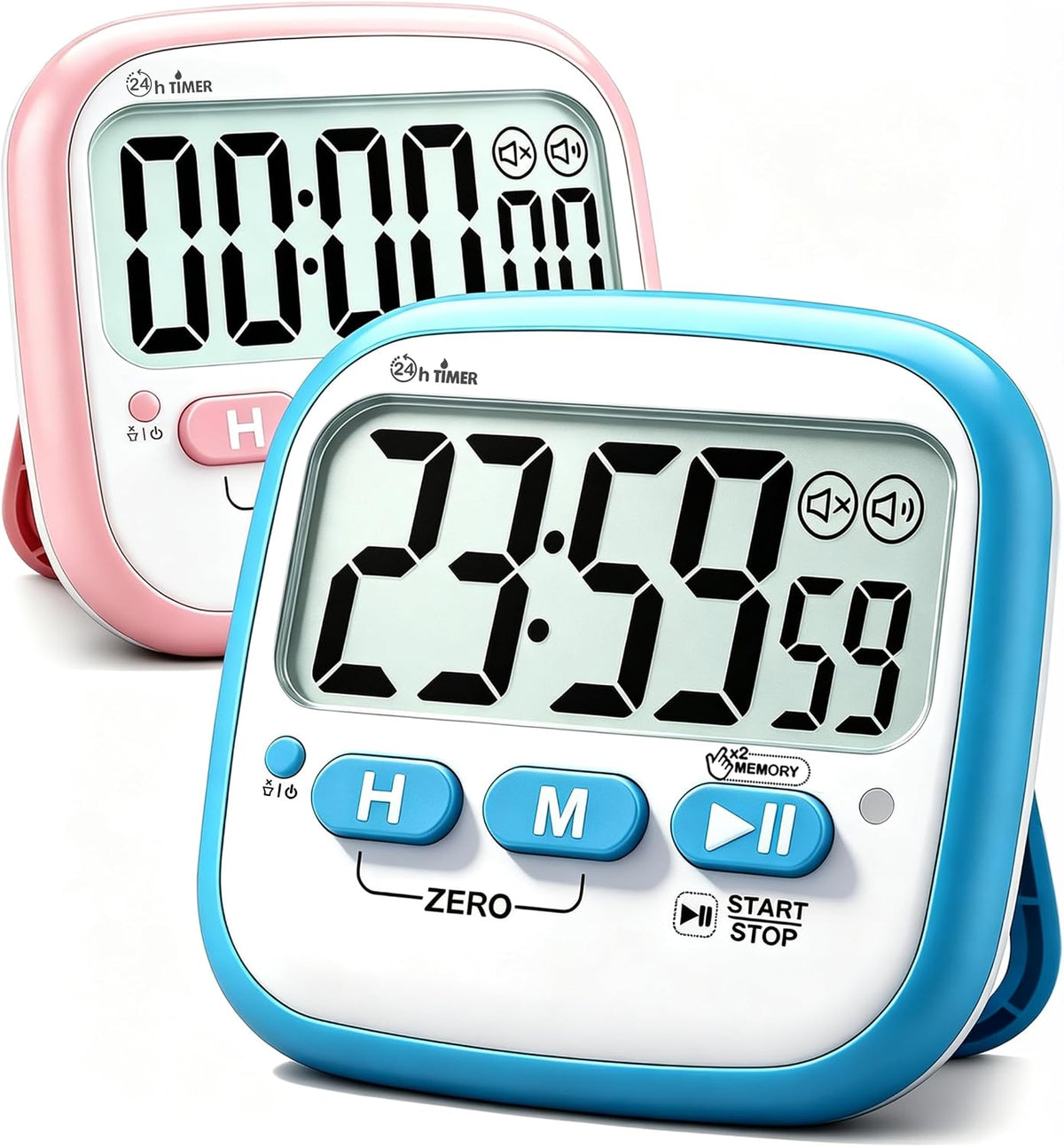 2 Pack Classroom Timers for Kids Teachers, Magnetic Countdown Digital Kitchen Timer for Cooking, Study, Exercise, Games, Time Mangement - Loud/Silent Mode - Battery Included