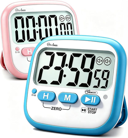 2 Pack Classroom Timers for Kids Teachers, Magnetic Countdown Digital Kitchen Timer for Cooking, Study, Exercise, Games, Time Mangement - Loud/Silent Mode - Battery Included