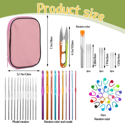 54 Pcs Crochet Hooks Set 0.6–6.5mm Ergonomic Crochet Needles Set