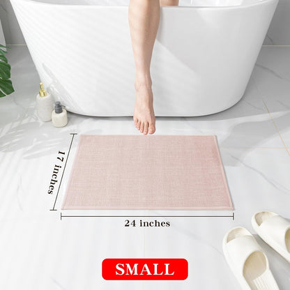 Bathroom Rugs Mat 24x17, Ultra Thin Non Slip Bath Mat Small Quick Dry Absorbent Bath Mat for Bathroom Floor, (Pink, 24"x17")