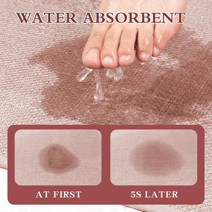 Bathroom Rugs Mat 24x17, Ultra Thin Non Slip Bath Mat Small Quick Dry Absorbent Bath Mat for Bathroom Floor, (Pink, 24"x17")