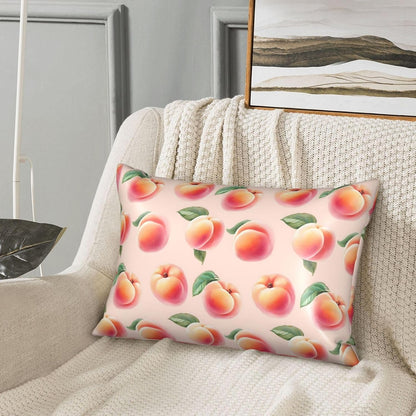 Pink Peach Fruit Cute Satin Pillowcase with Zipper 20x30 in Queen Size Pillows Cases Cover Soft Comfy Pillowcases for Hair and Skin(Without Inserts)
