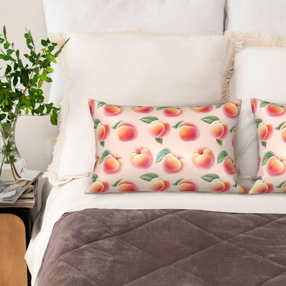 Pink Peach Fruit Cute Satin Pillowcase with Zipper 20x30 in Queen Size Pillows Cases Cover Soft Comfy Pillowcases for Hair and Skin(Without Inserts)