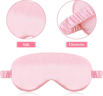 2 Pack Sleep Mask Silk Eye Mask Cover, Soft Satin Blindfold, Black&Pink
