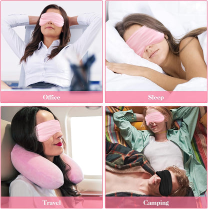 2 Pack Sleep Mask Silk Eye Mask Cover, Soft Satin Blindfold, Black&Pink