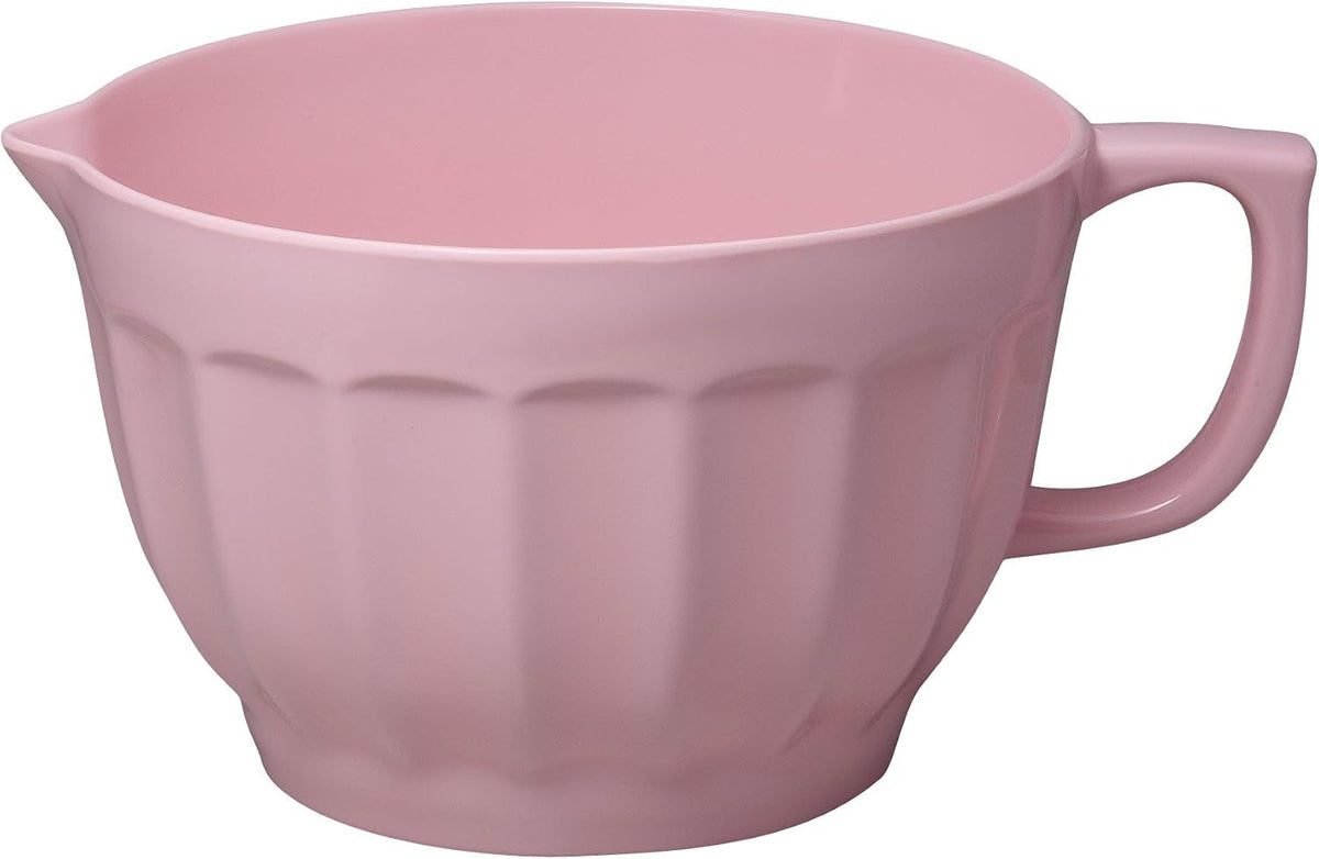 UP 4.3 Quart Latte Style Melamine Batter Bowl with Pour Spout and Handle, Professional Mixing Bowl with Non-Slip Base, Ideal for Pancake and Cake Batter, 11.5 x 8.75 Inch, Pink