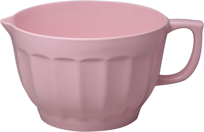 UP 4.3 Quart Latte Style Melamine Batter Bowl with Pour Spout and Handle, Professional Mixing Bowl with Non-Slip Base, Ideal for Pancake and Cake Batter, 11.5 x 8.75 Inch, Pink