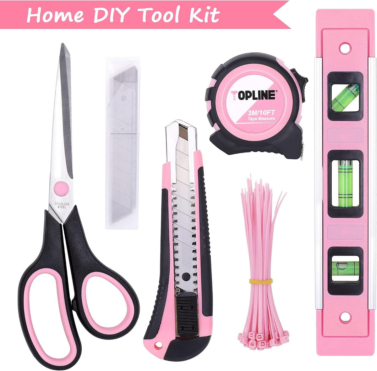 208-Piece Pink Tool Kits for Women with Round Pouch