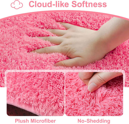 Toilet Rugs U-Shaped 24"x20", Absorbent Contour Bath Rug, Pink