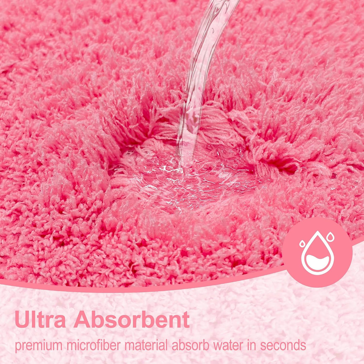 Toilet Rugs U-Shaped 24"x20", Absorbent Contour Bath Rug, Pink