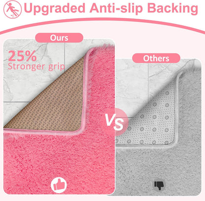 Toilet Rugs U-Shaped 24"x20", Absorbent Contour Bath Rug, Pink