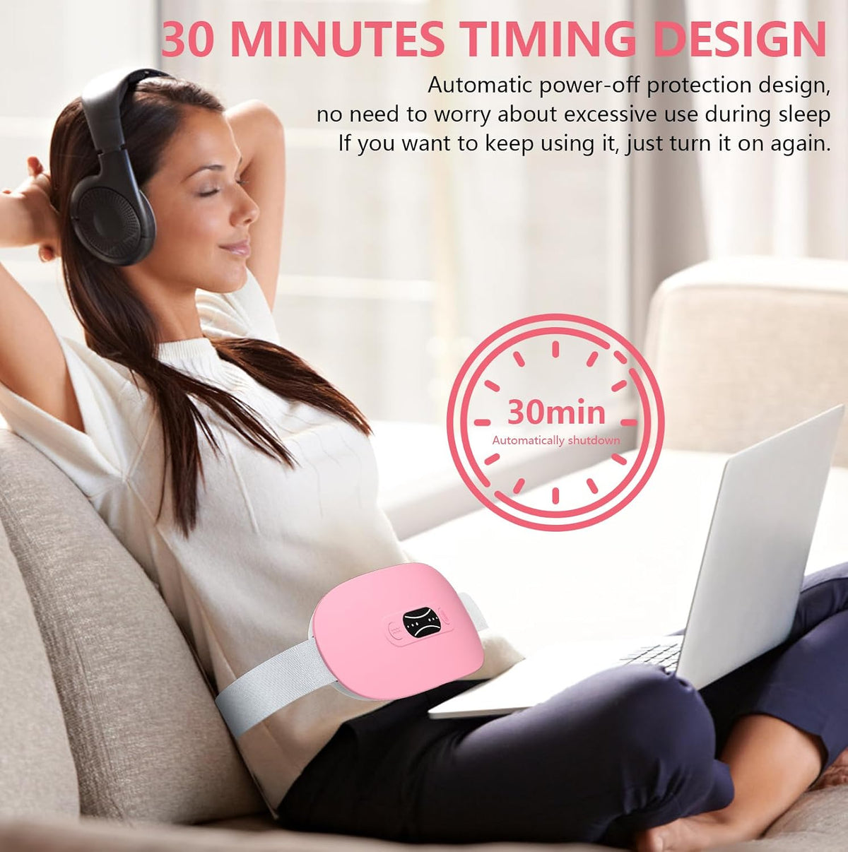 Portable Cordless Heating Pad,Period Cramps,Gifts for Mom,Pink