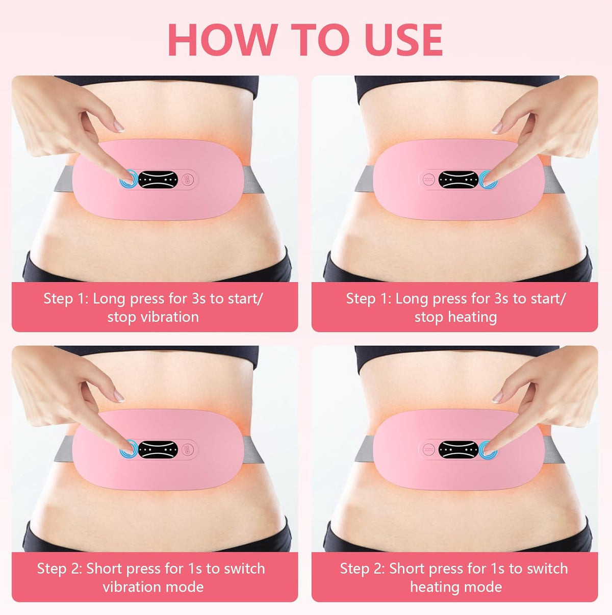 Portable Cordless Heating Pad,Period Cramps,Gifts for Mom,Pink