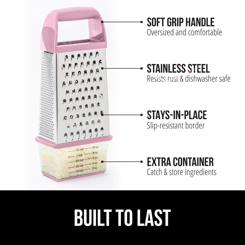 ® XL 4-Sided Stainless Steel BPA-Free Cheese Grater, Pink