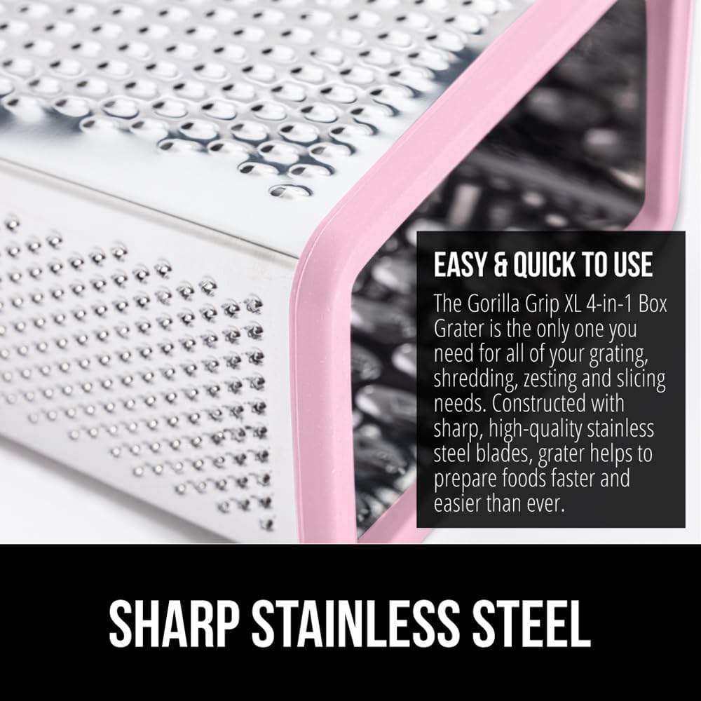 ® XL 4-Sided Stainless Steel BPA-Free Cheese Grater, Pink