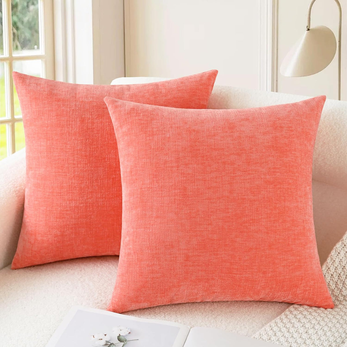 Decorative Couch Throw Pillow Covers 18 X 18 Inches Living Coral